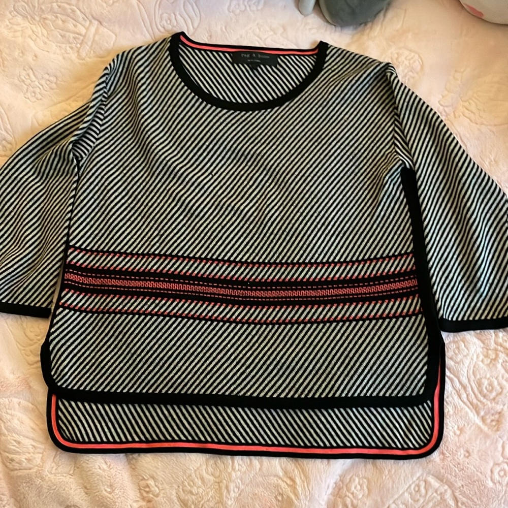 Rag & Bone Dawn Stripe Merino Wool Blend Pullover Sweater